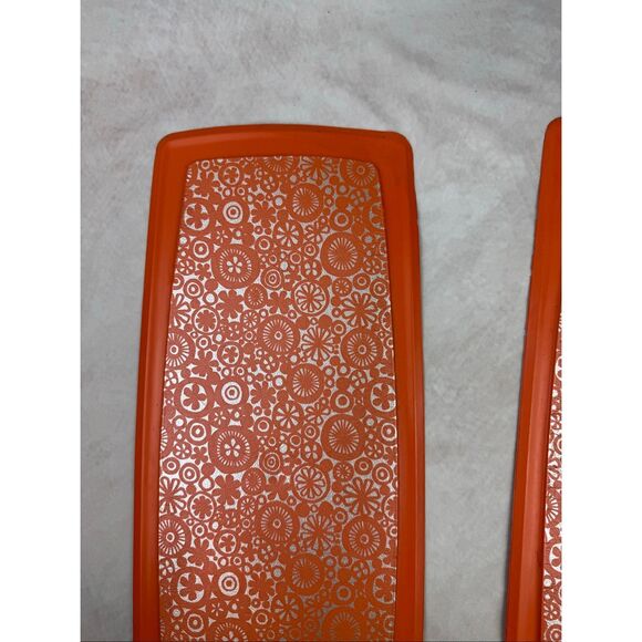 Vintage 1970s Rubbermaid Stove n’ Counter Mats Orange Flower Power MCM Mod Groov - Picture 4 of 9
